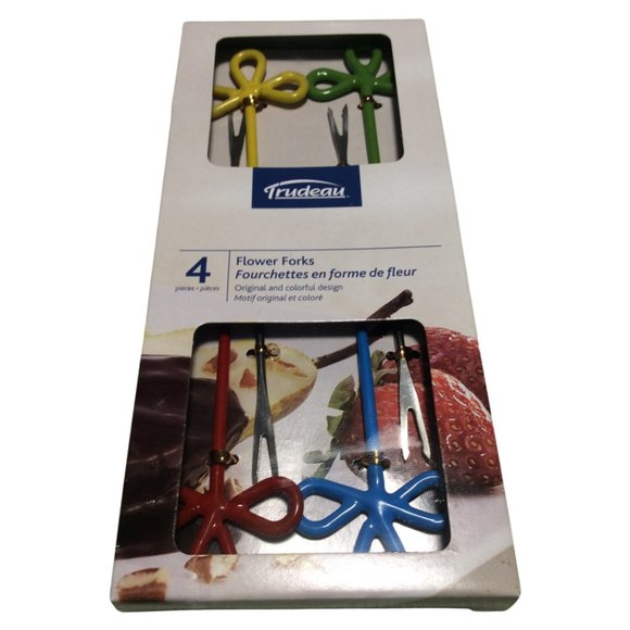 🏡 5/$25 - Multi Colored Flower Stainless Steel Chocolate Forks - Picture 1 of 1